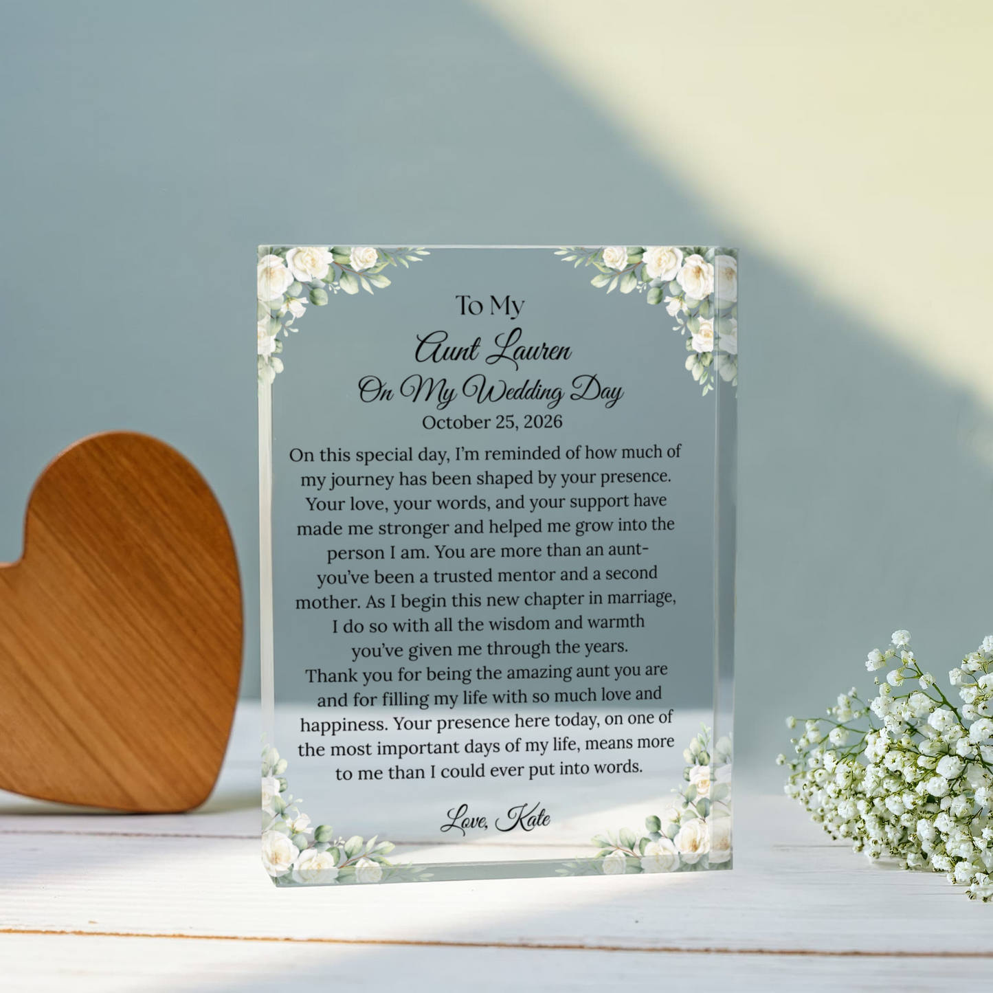 To My Aunt on My Wedding Day Gift Plaque