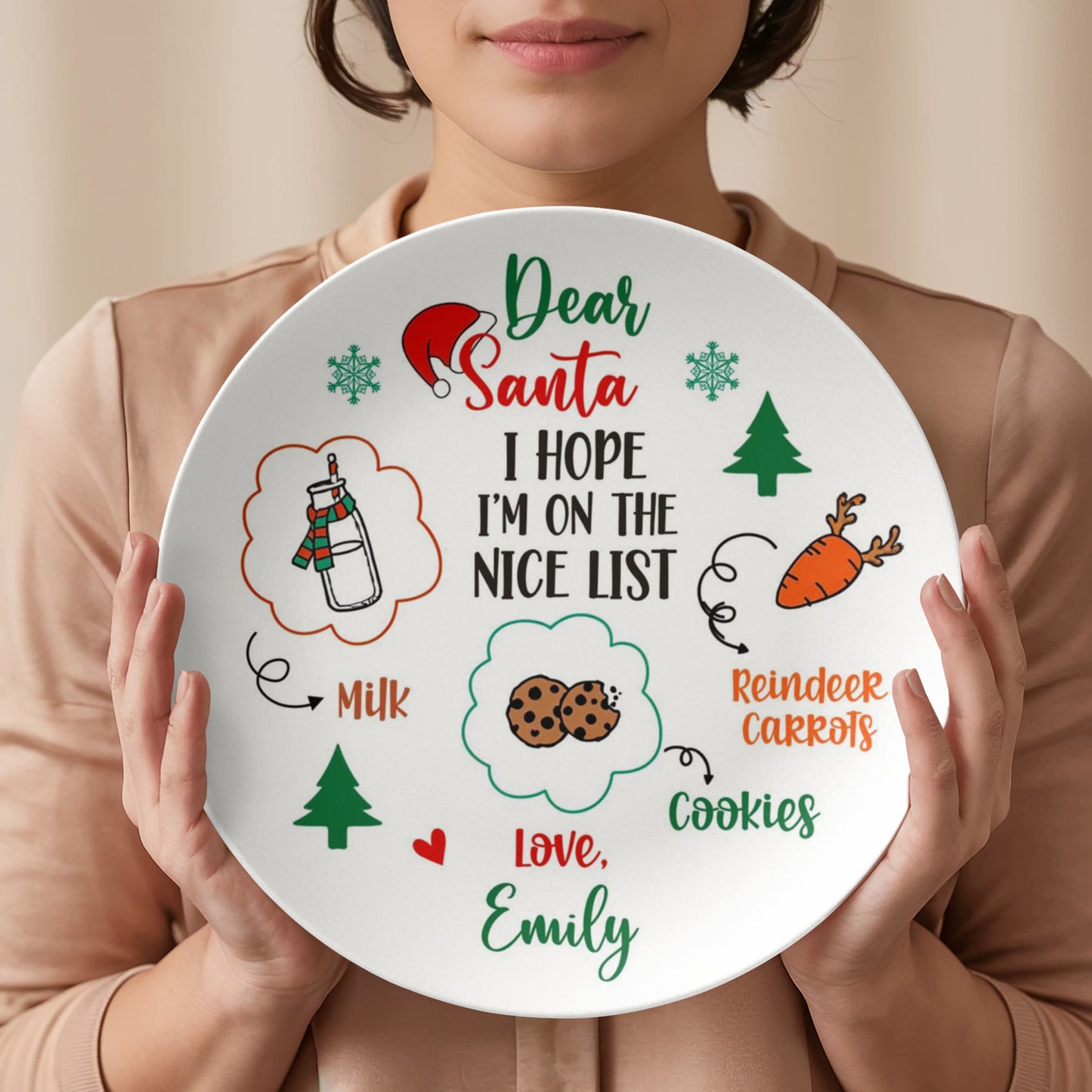 Personalized Santa Cookie and Milk Serving Plate