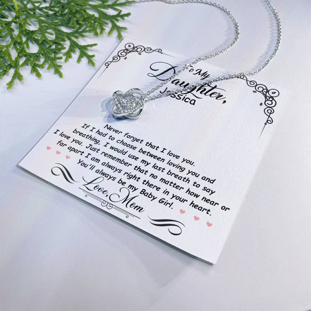 Personalized Love Knot Necklace Gift for Daughter from Mom or Dad-[Heartfelt Family Gift]