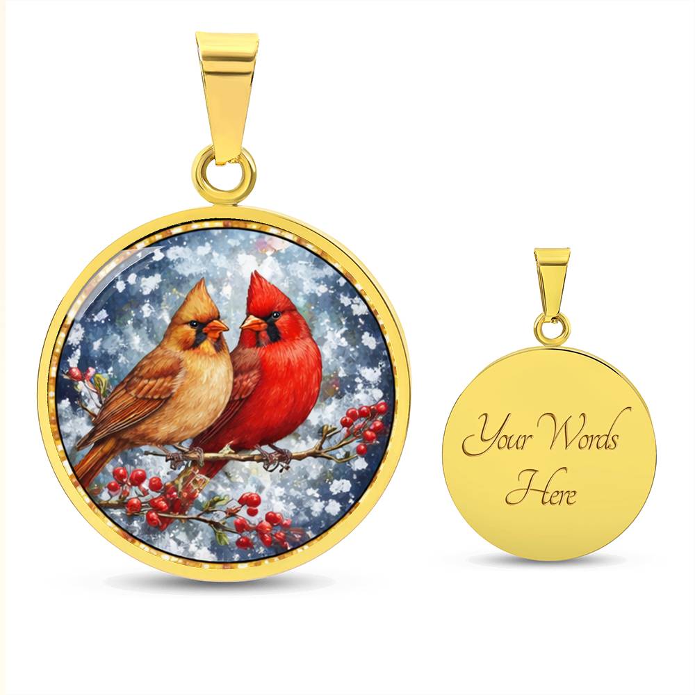 Floral Cardinals Personalized Engraved Necklace Bracelet or Keychain