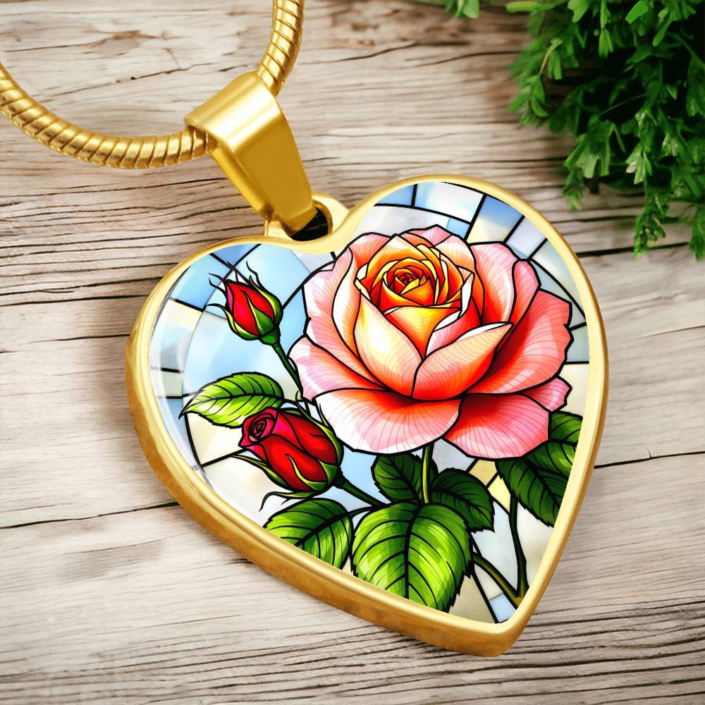 Rose Floral Necklace with Engraving