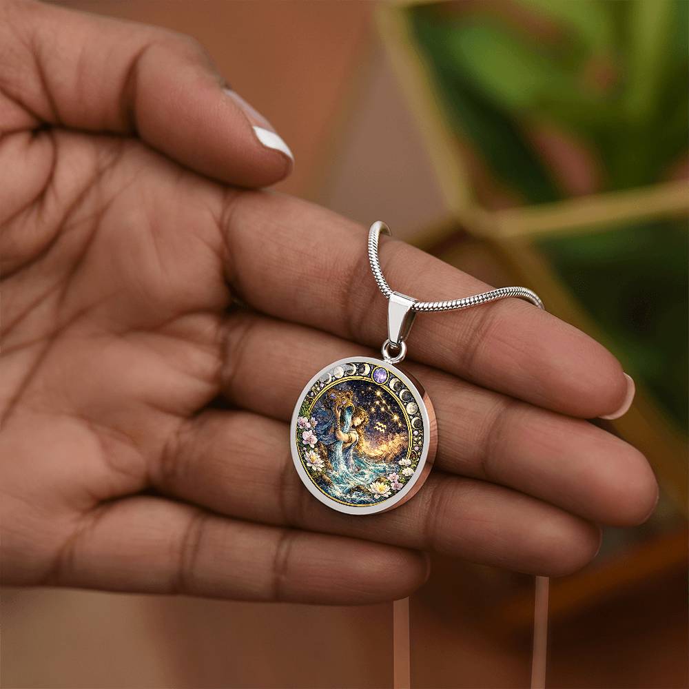 Aquarius Zodiac Sign Necklace, Personalized Zodiac Jewelry Gift, Custom Engraved Pendant, Astrology Sign Necklace, Unique Horoscope Gift