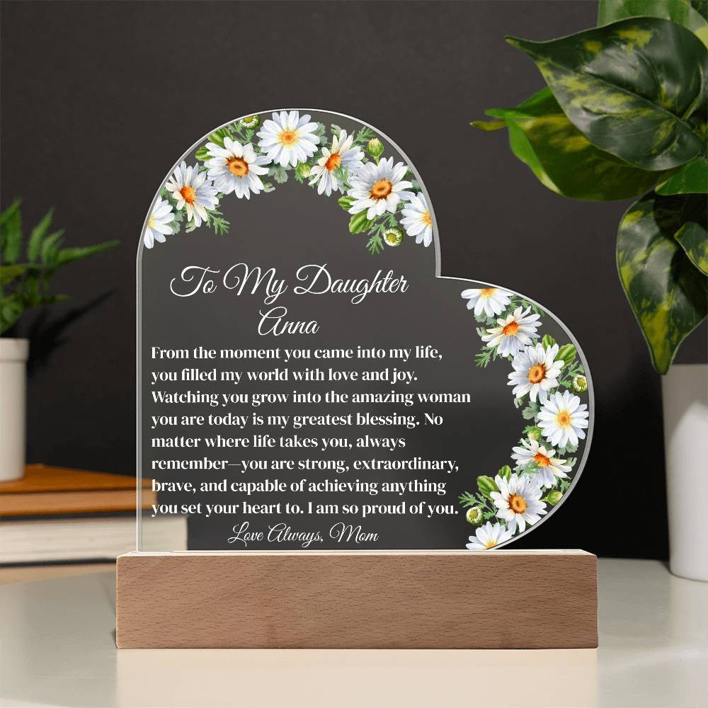 Personalized Daughter Lighted Acrylic Heart Plaque