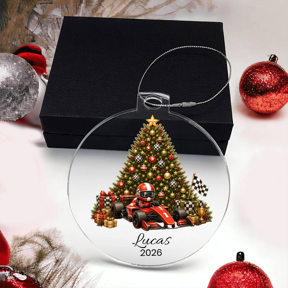 Race Car Driver Kids Christmas Ornament