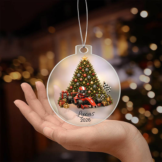 Race Car Driver Kids Christmas Ornament