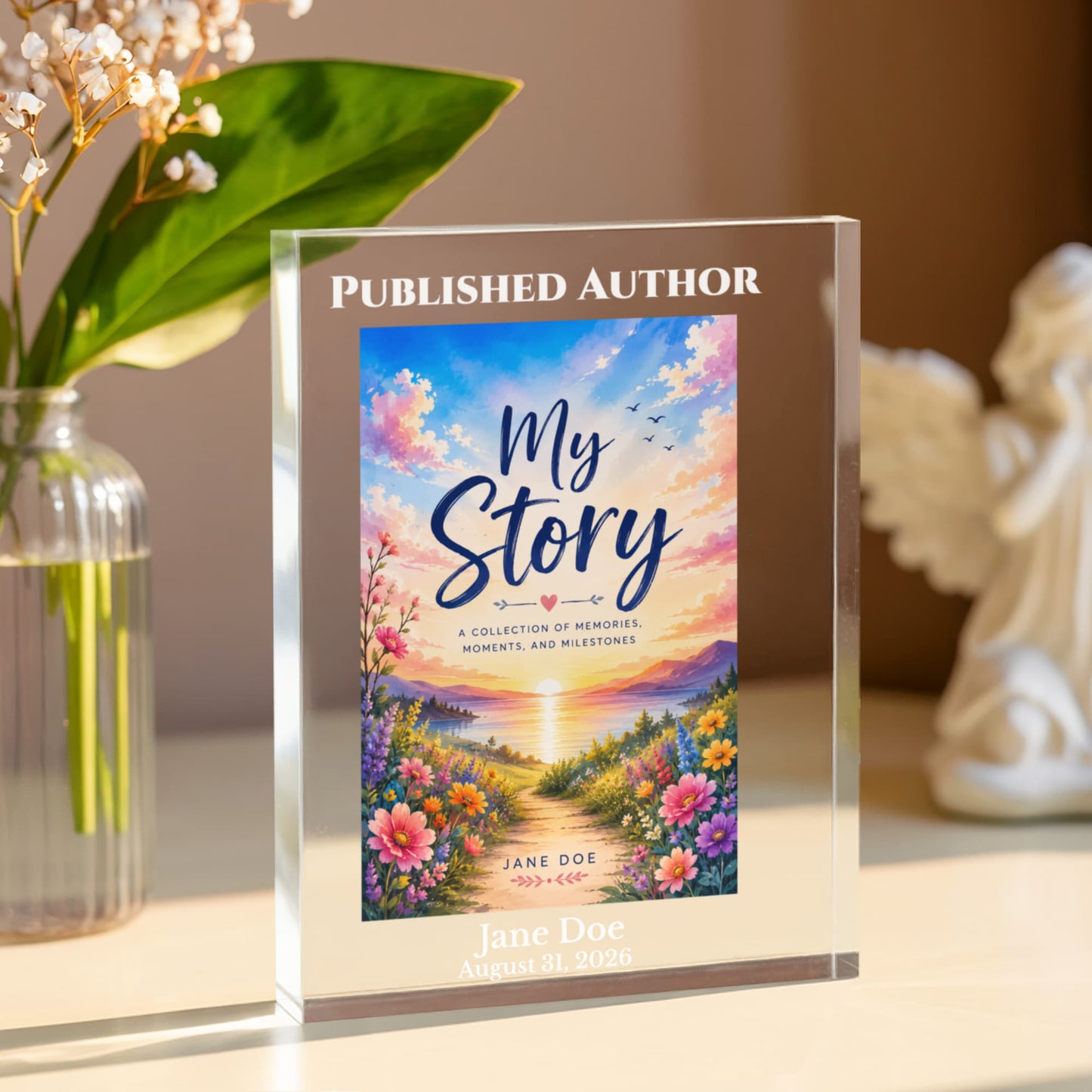 Published Author Plaque, Custom Book Cover Display, Personalized Acrylic Block, Unique Author Gift, Commemorative Writing Award, Home Decor