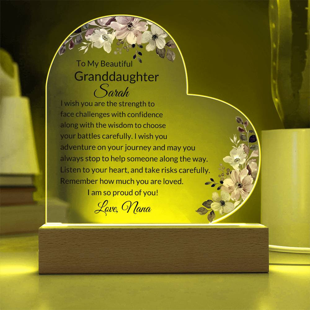 Granddaughter Personalized LED  Heart Plaque-[Heartfelt Family Gift]