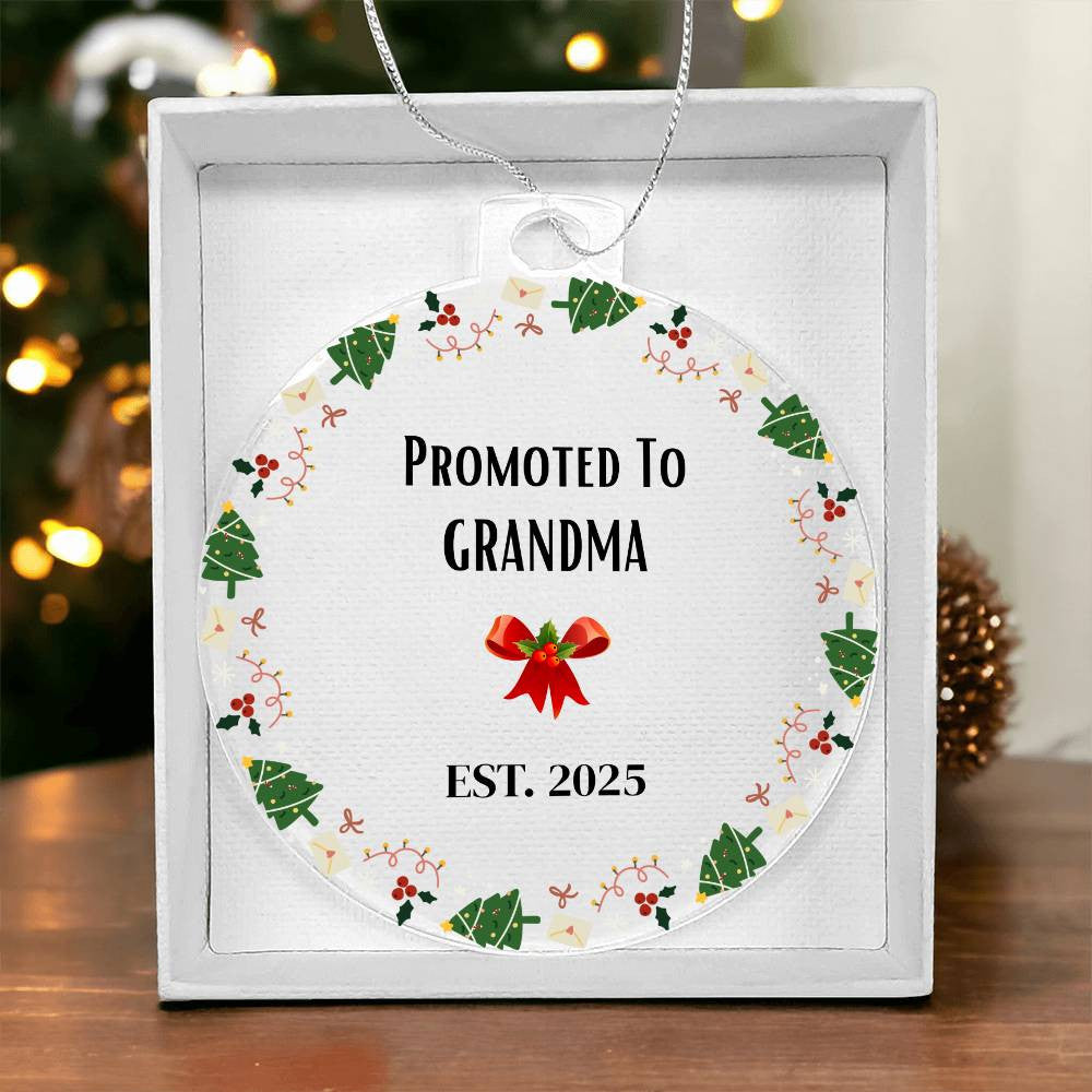 Promoted to Grandma Acrylic Round Christmas Ornament-[Heartfelt Family Gift]