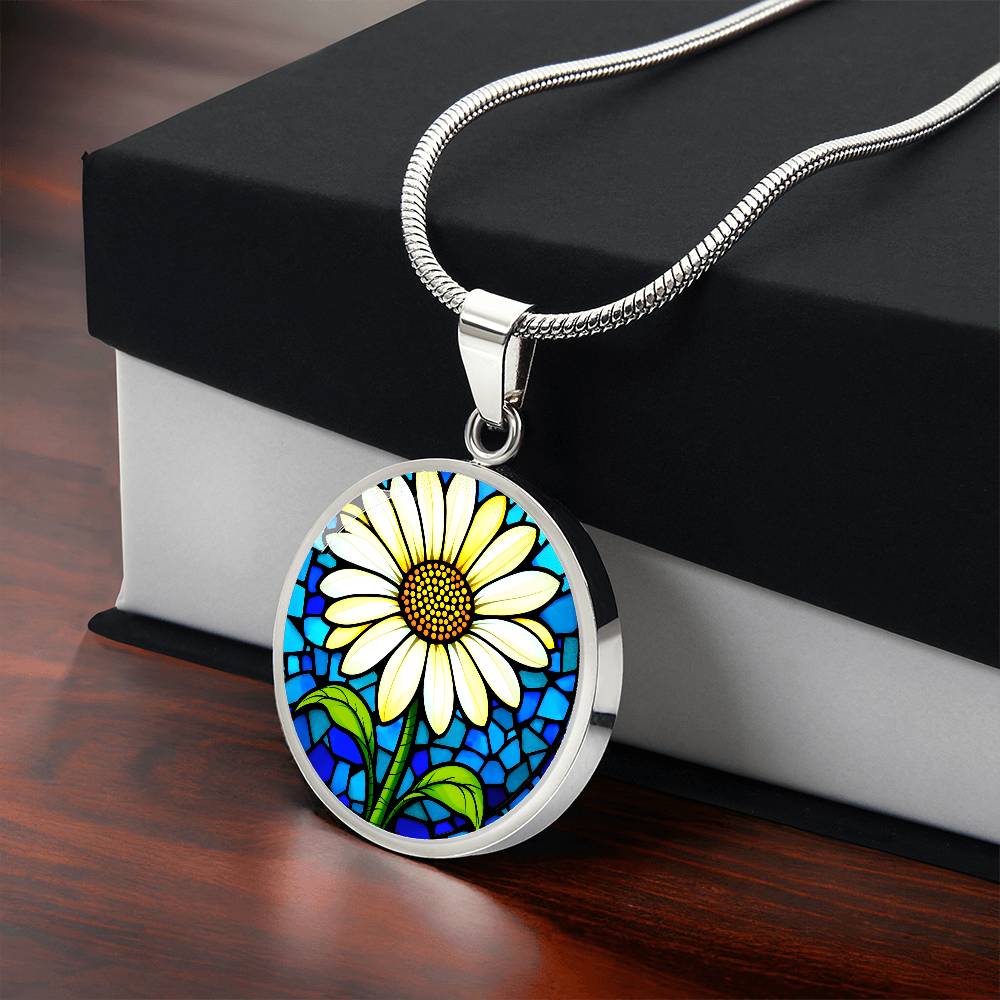 Sunflower Floral Necklace with Engraving
