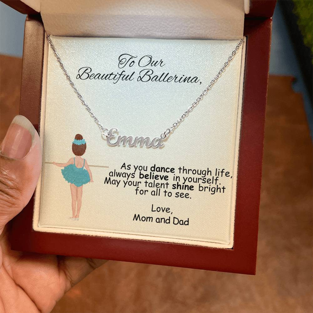 Ballerina Name Necklace with Custom Ballerina-[Heartfelt Family Gift]