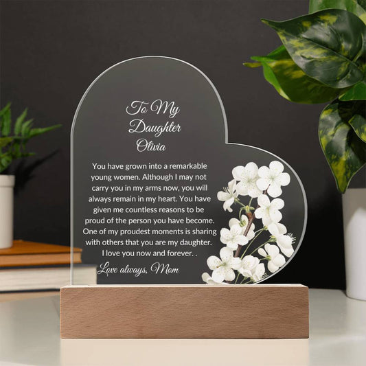 Daughter Acrylic Heart Plaque LED