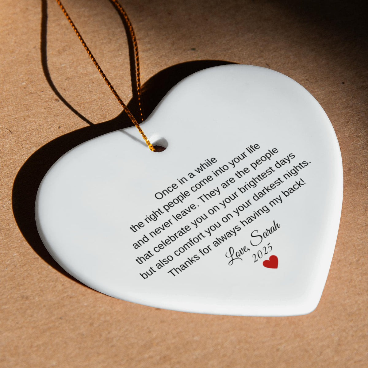 Friends Ceramic Heart Thank You Ornament