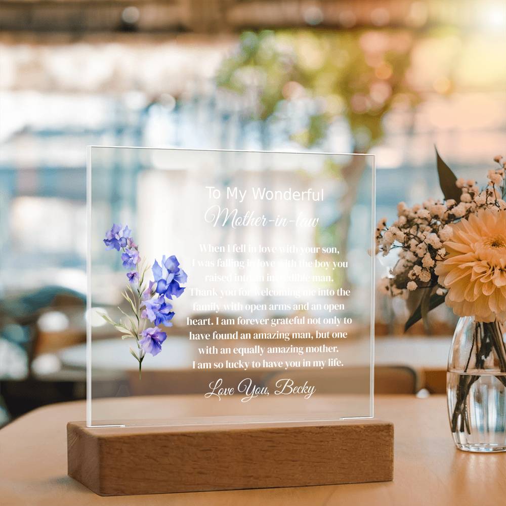 Personalized Mother In Law Lighted Plaque