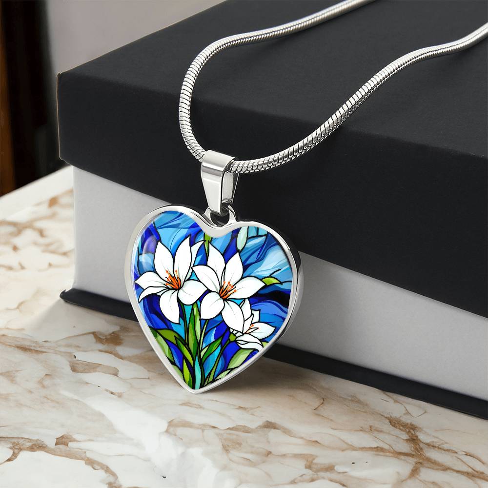Lily Floral Necklace with Engraving