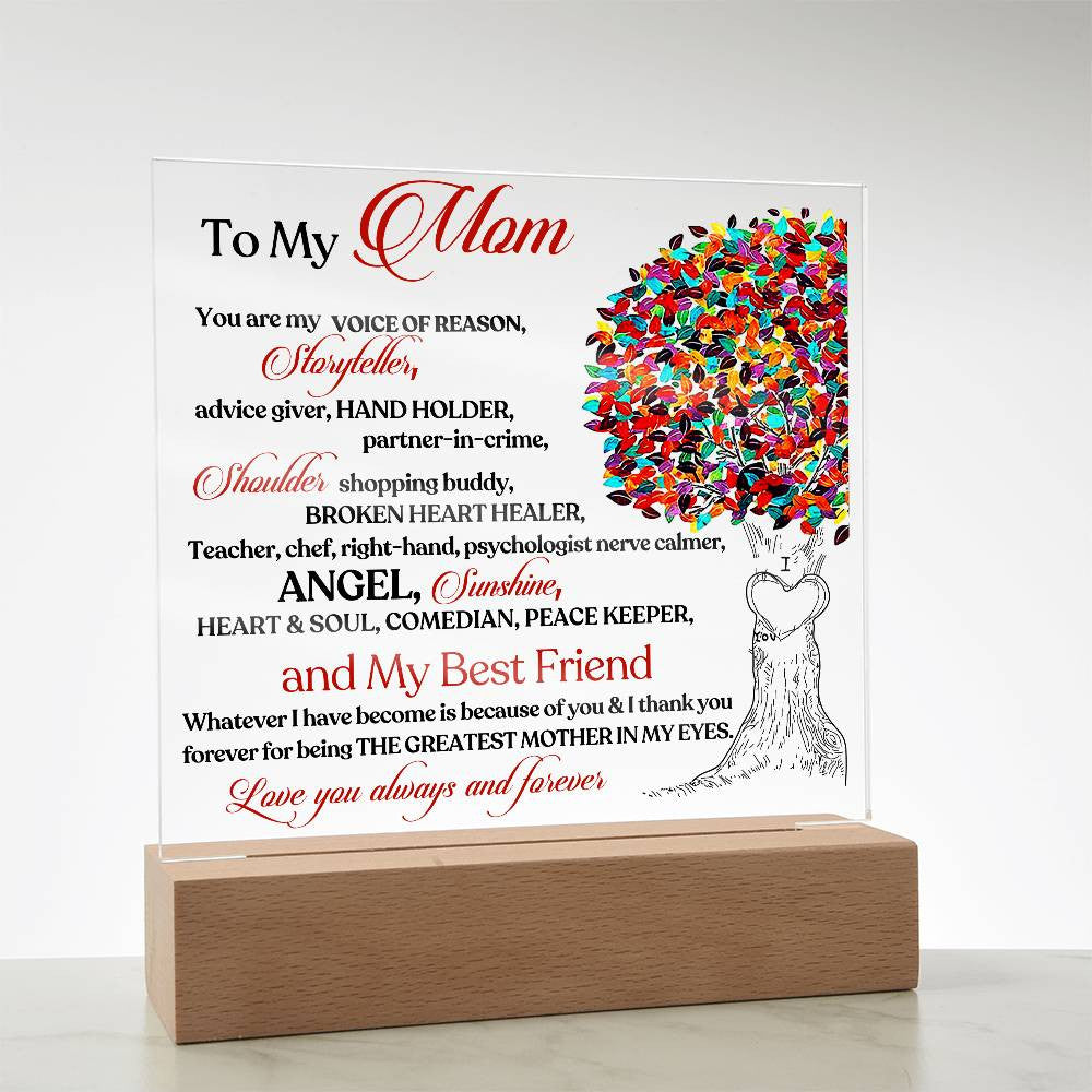 To My Mom LED Acrylic Heart Plaque
