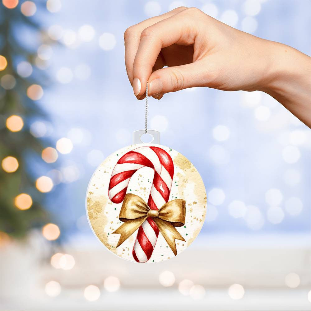 Candy Cane Acrylic Christmas Ornament-[Heartfelt Family Gift]