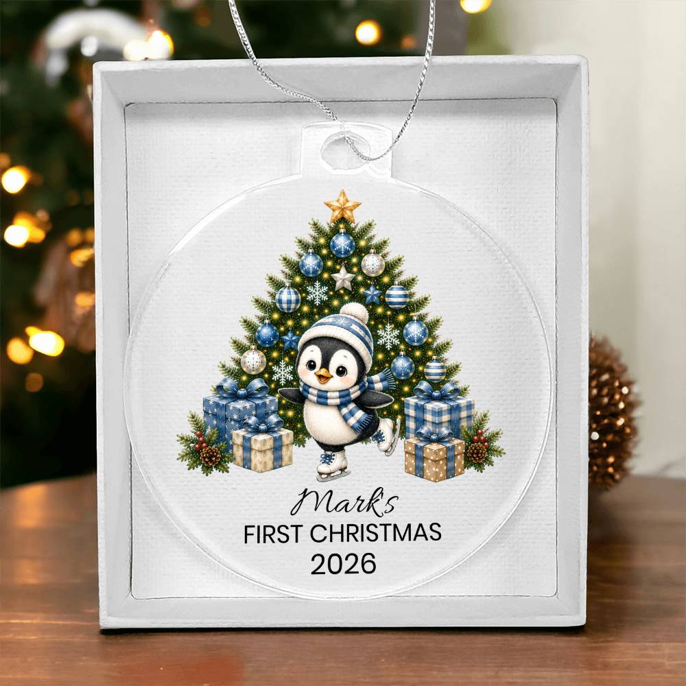 Personalized Penguin Christmas Ornament for Kids