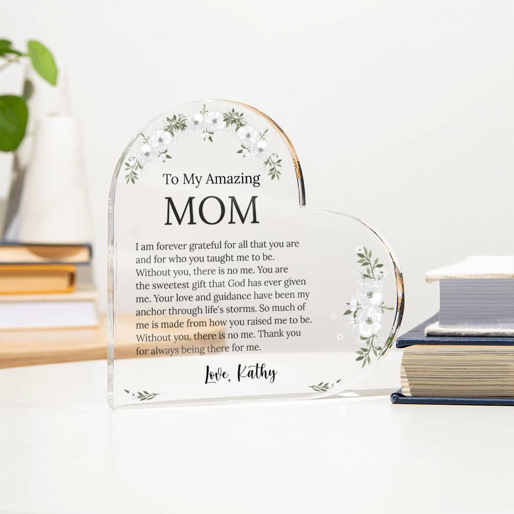 Mom Heart Acrylic Plaque Gift