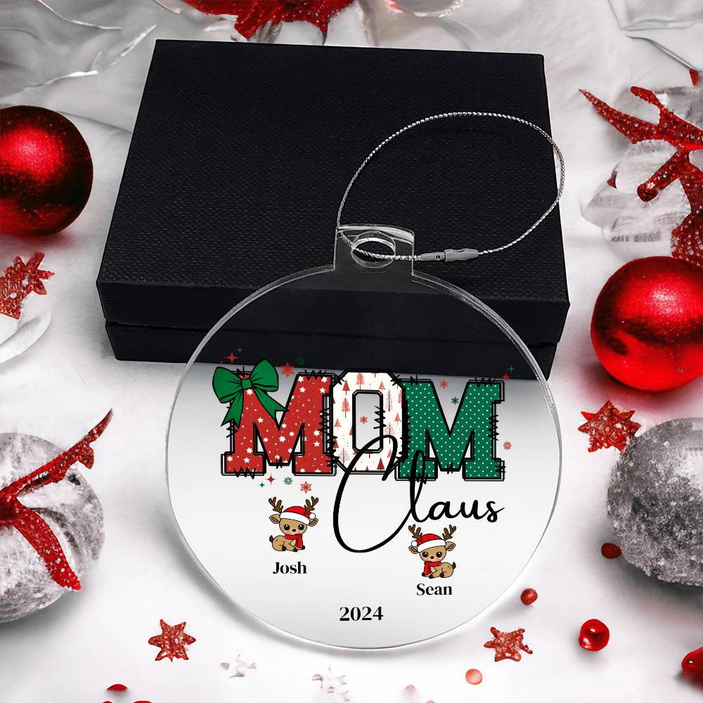 Mom Claus Acrylic Christmas Ornament-[Heartfelt Family Gift]
