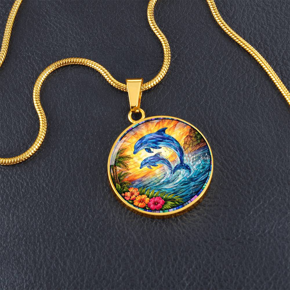 Dolphin Engraved Pendant Necklace