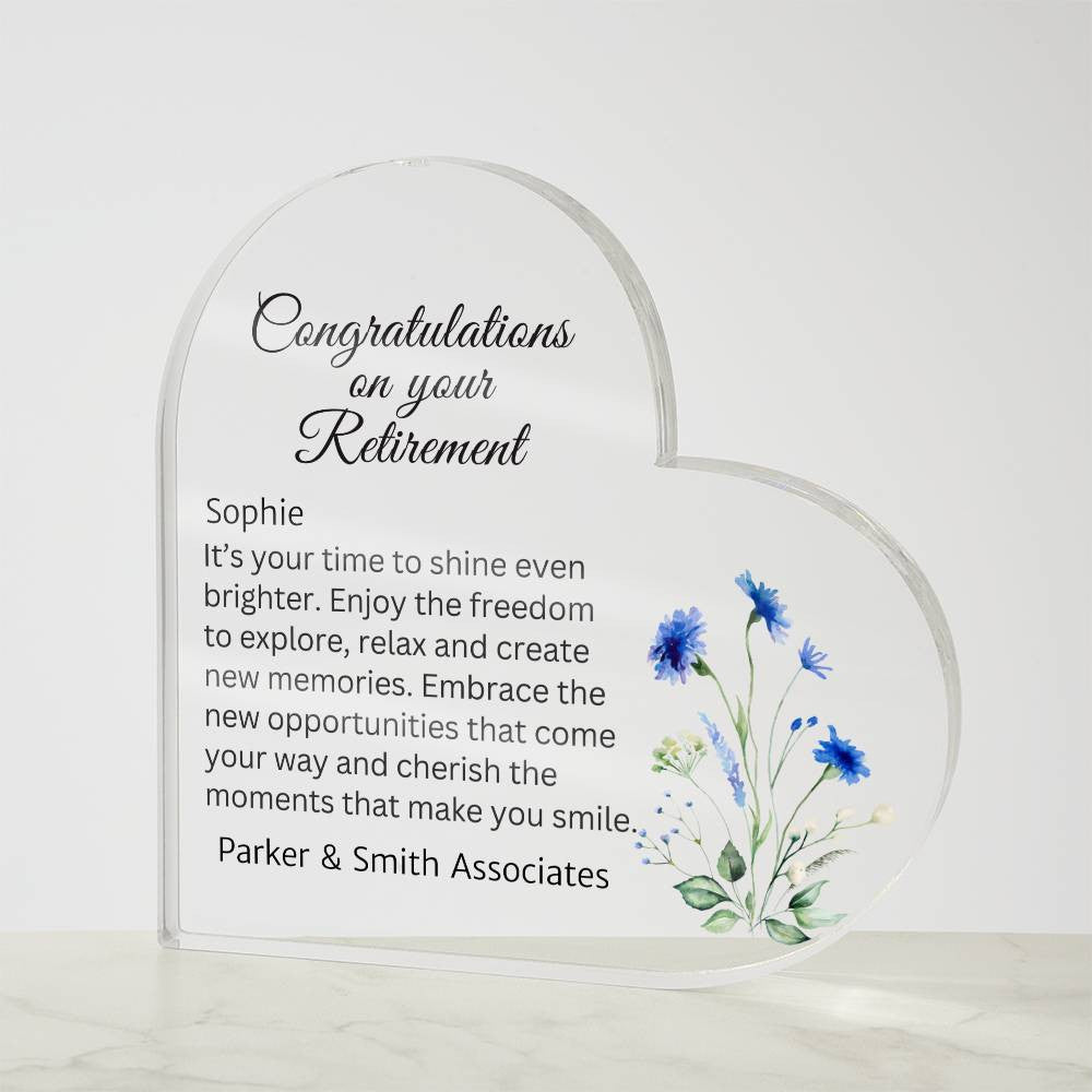 Retirement Acrylic Heart Plaque-[Heartfelt Family Gift]