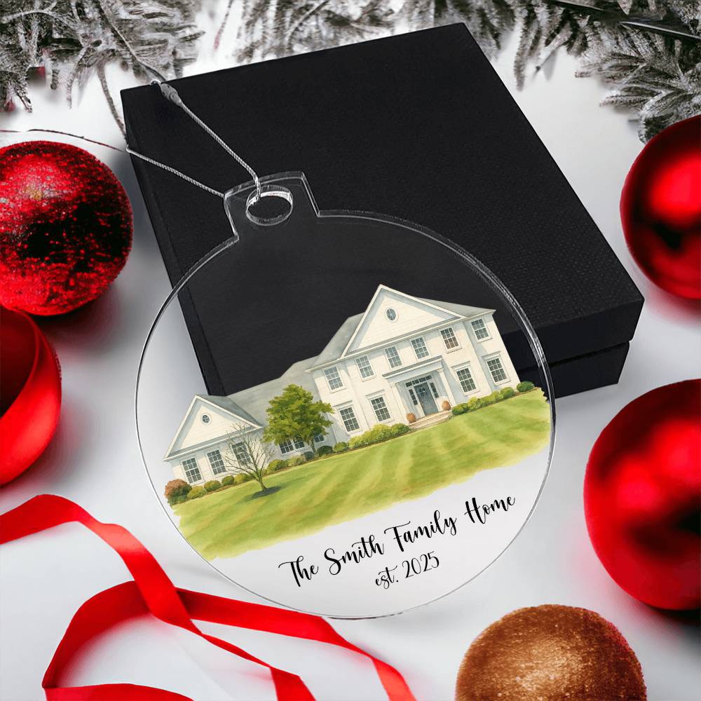 First Christmas In Our New Home Watercolor Portrait Ornament