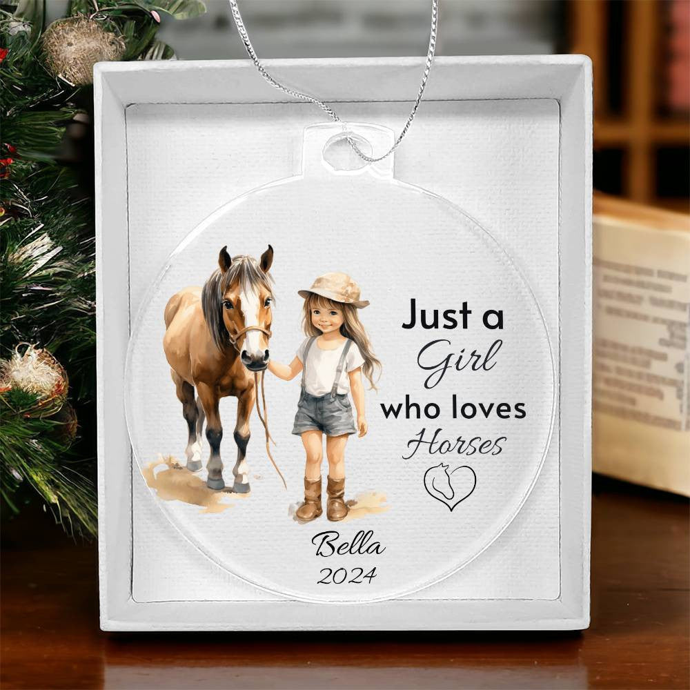 Horse Ornament Personalized, Girl Horse Christmas Ornament Gift, Riding a Horse Rider Christmas Ornament, Custom Names Horse Lover Gift-[Heartfelt Family Gift]