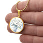 Engraved Floral Pendant Necklace Delft Blue Vase-[Heartfelt Family Gift]