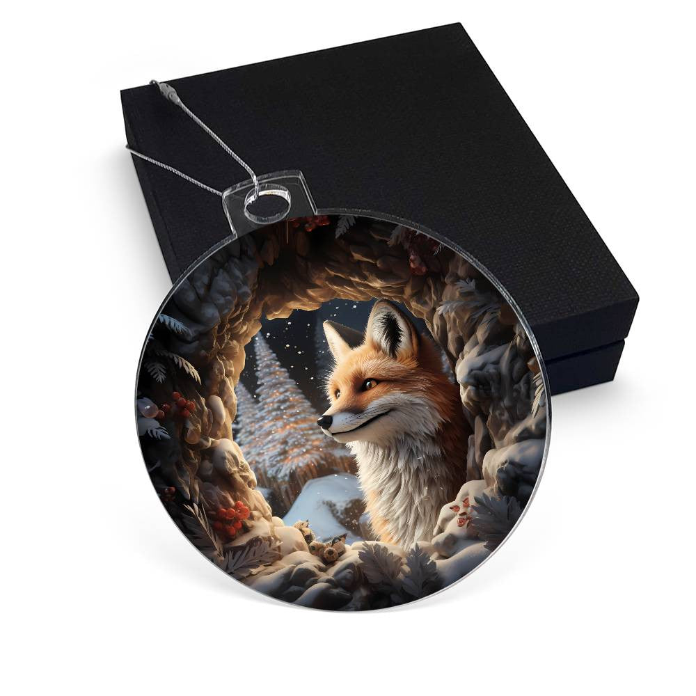 Red Fox Acrylic Christmas Ornament-[Heartfelt Family Gift]