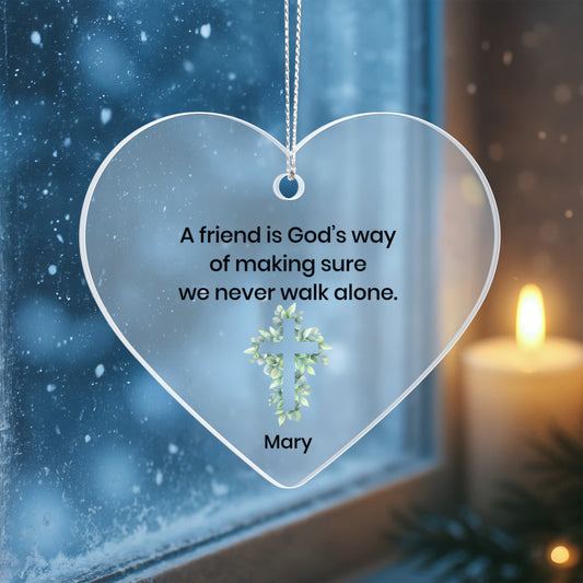 Christian Friendship Acrylic Heart Ornament