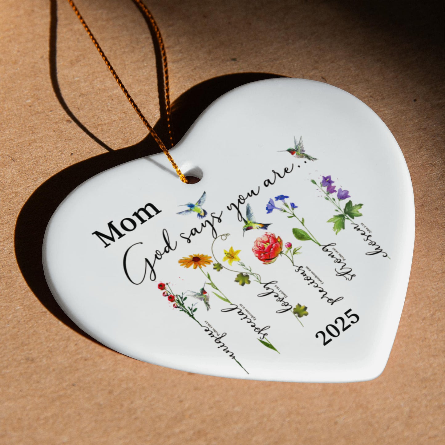Mom Ceramic Heart Ornament