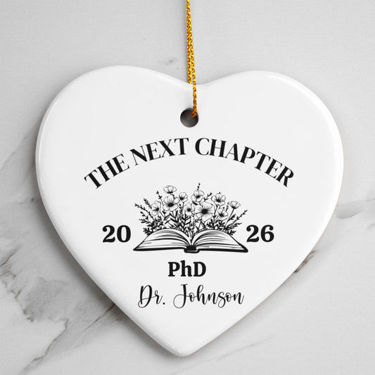 Personalized Next Chapter Ceramic Heart Ornament