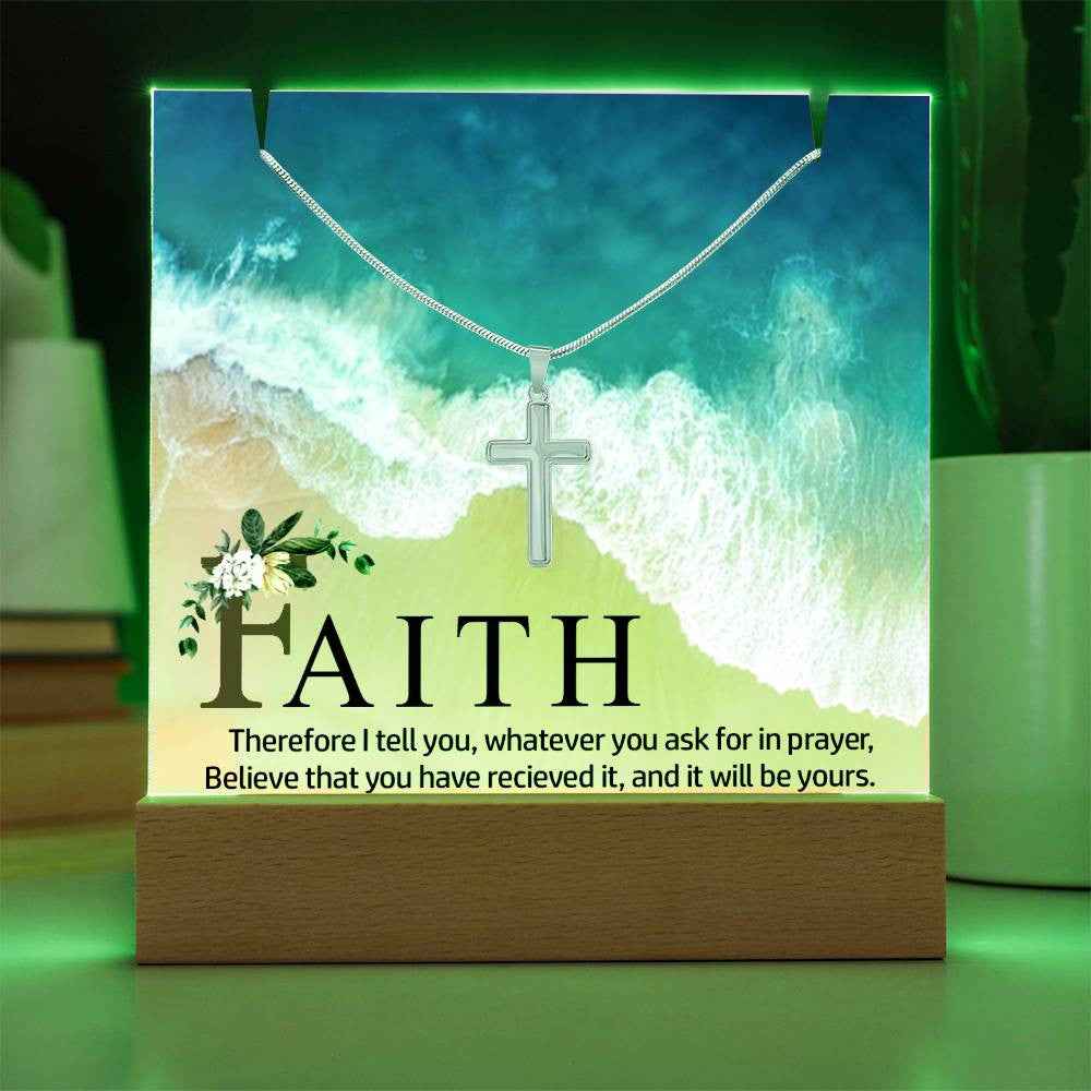 Faith Religious Plaque & Cross Gift Set-[Heartfelt Family Gift]