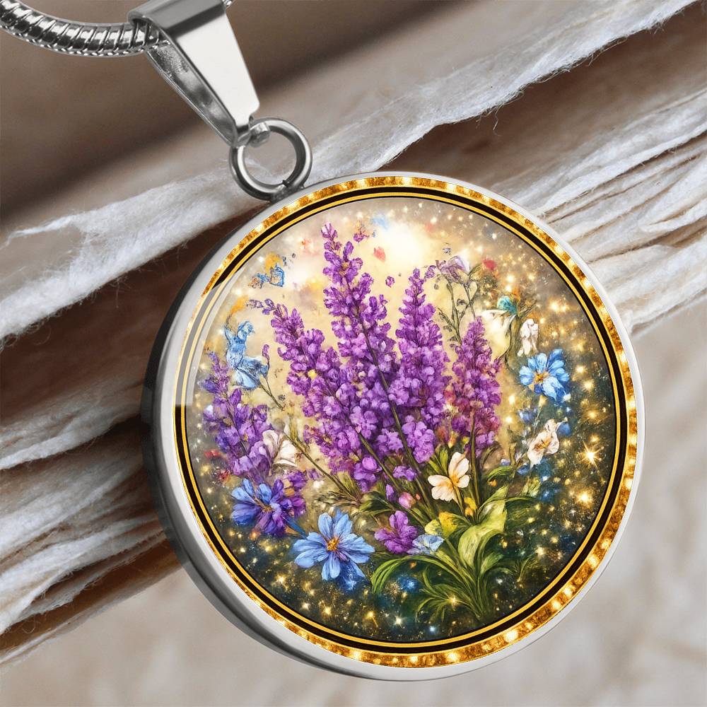 Lavender Flowers Personalized Engraved Necklace Bracelet or Keychain