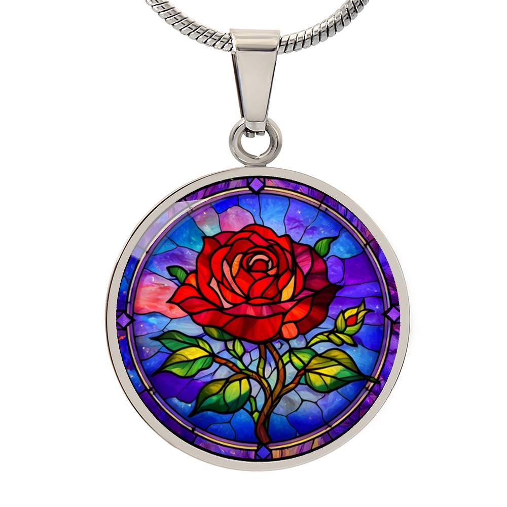 Red Rose Necklace with Engraving
