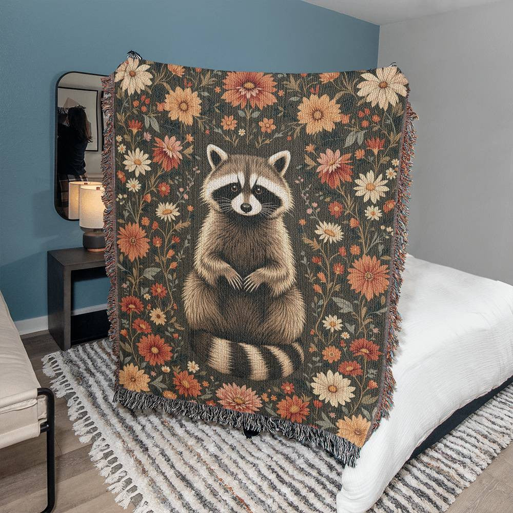 Raccoon Woven Cotton Blanket-[Heartfelt Family Gift]