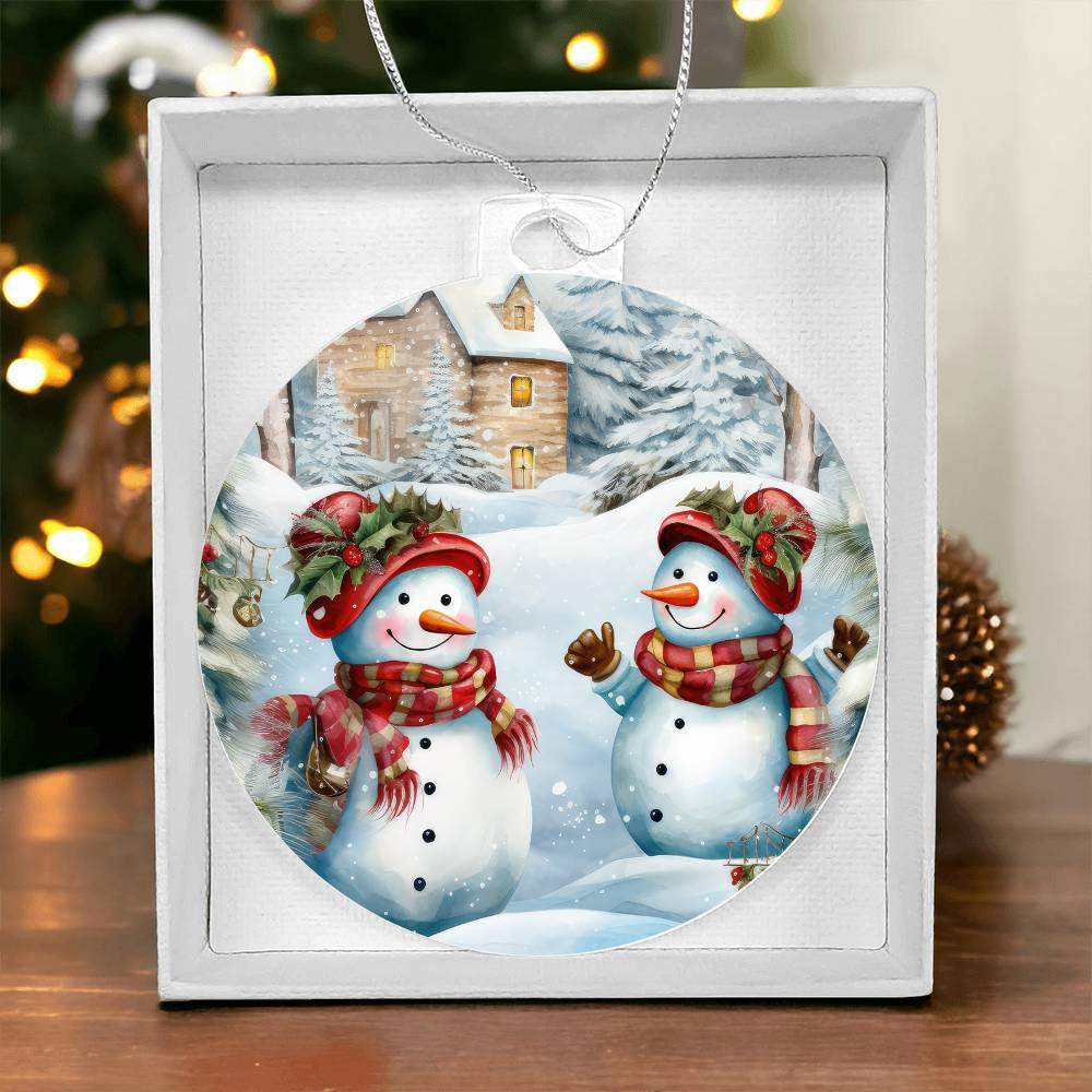 Snowmen Acrylic Christmas Ornament-[Heartfelt Family Gift]