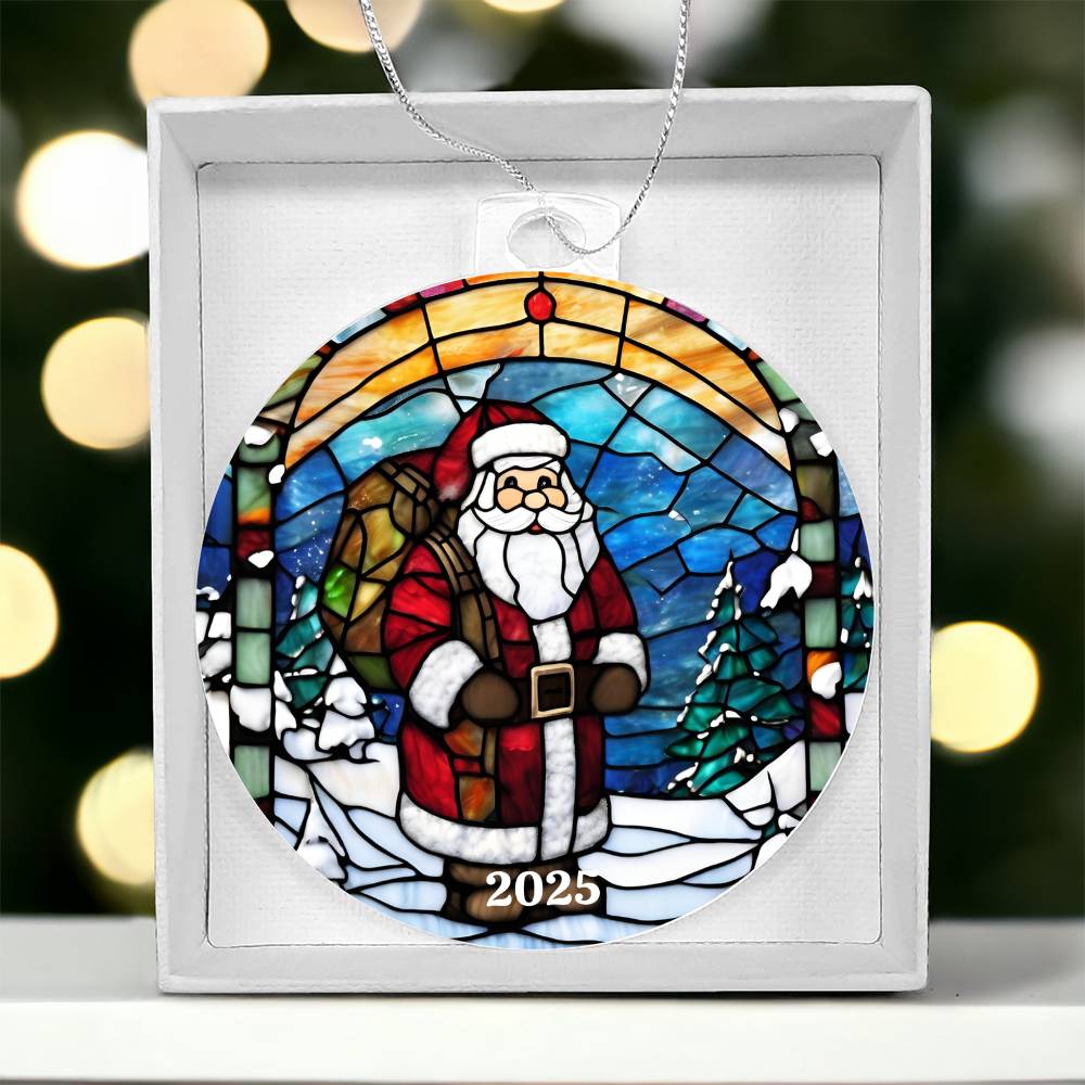 Santa Stained Glass Ornament