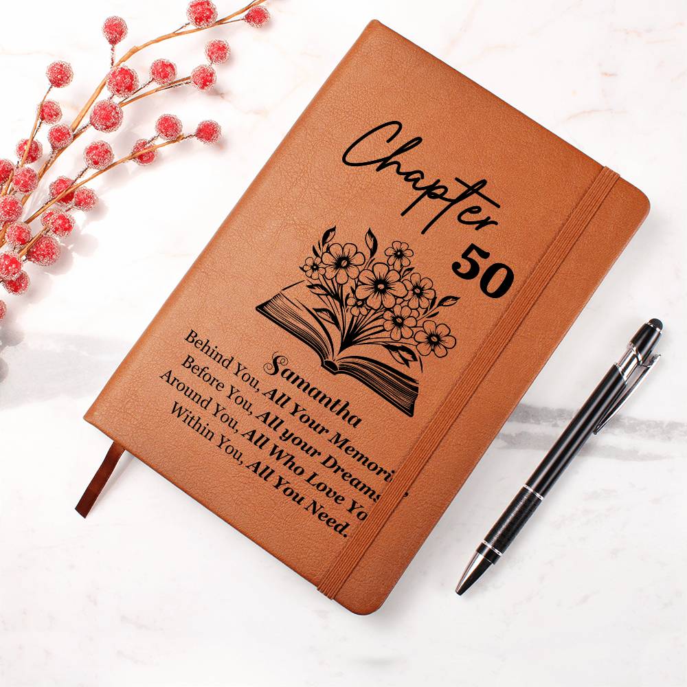 Chapter 50 Birthday Journal, Vegan Leather Journal, Milestone Birthday Gift, Personalized Birthday Book, Unique 50th Journal Gift