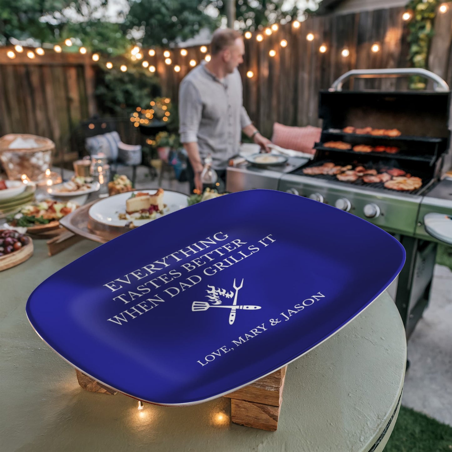 Personalized BBQ Platter, Gift for Dad, Everything Tastes Better Plate, Custom Grill Plate, Dad Grilling Gift, Father's Day Present