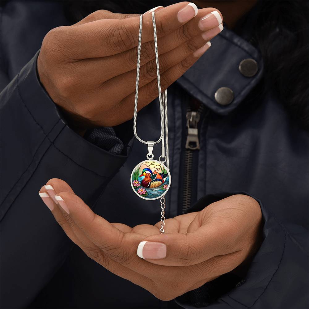 Lotus Mallard Duck Necklace with Engraving