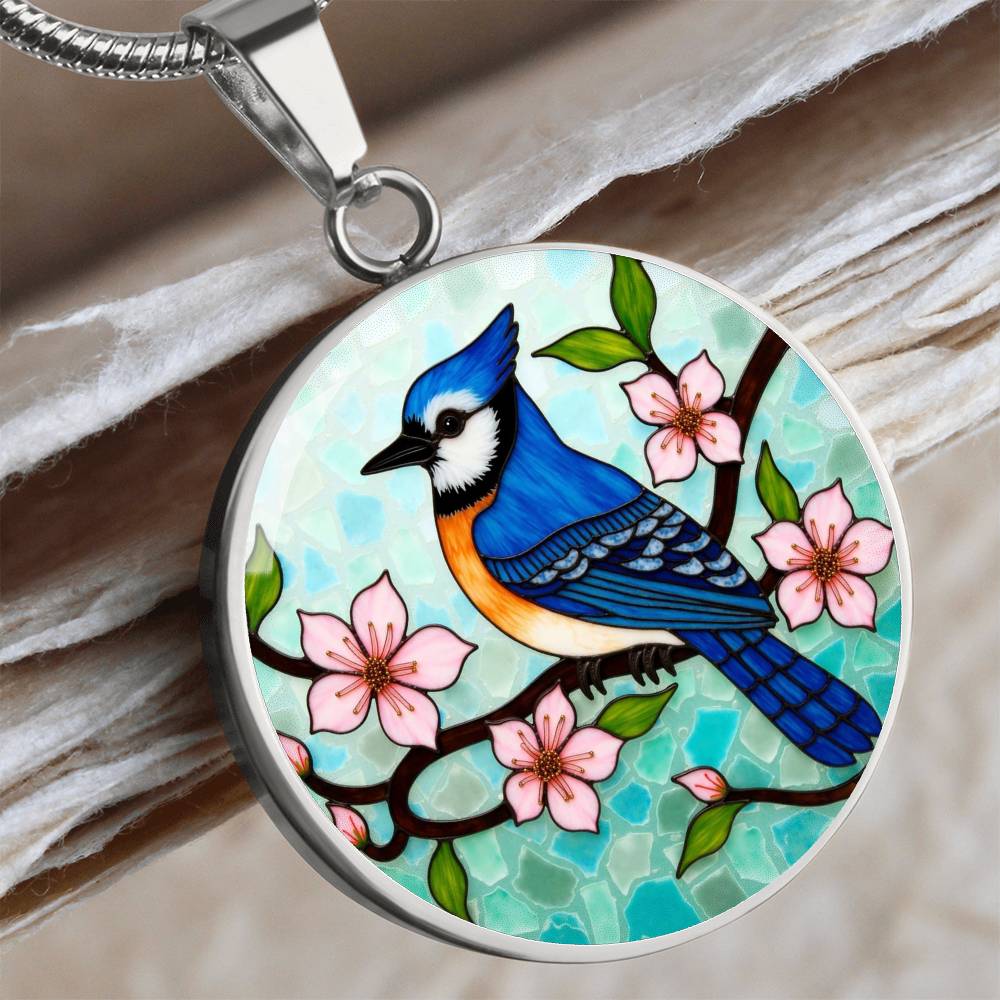 Bluebird Floral Necklace with Engraving