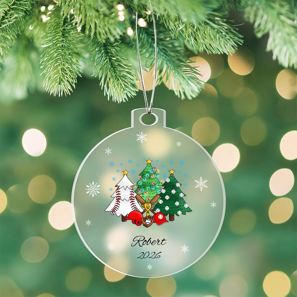 Baseball Christmas Trees Acrylic Ornament Plaque