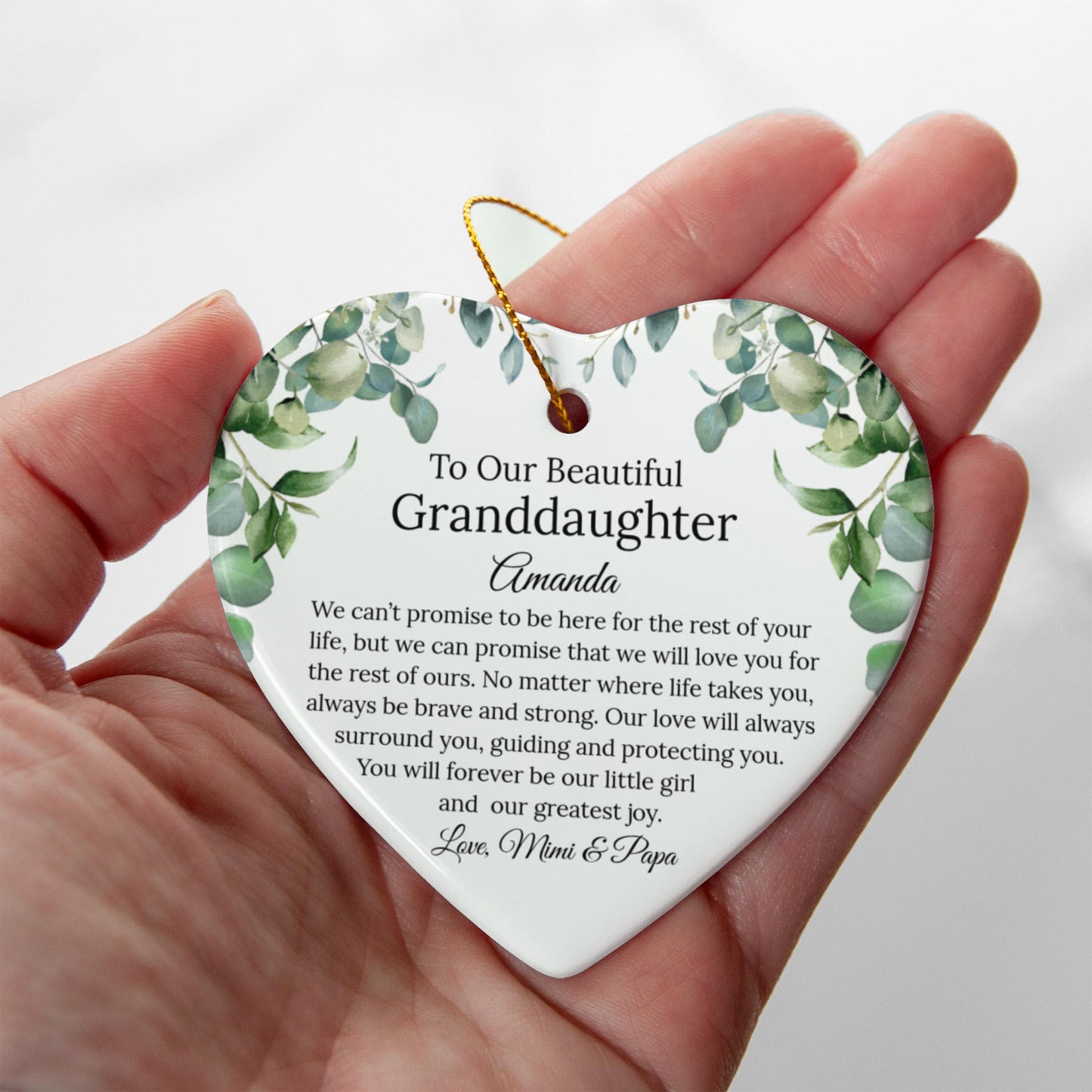 Granddaughter Ceramic Heart Ornament
