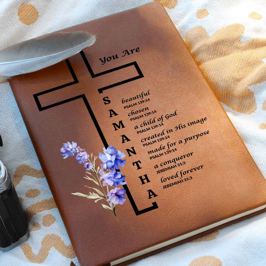 Vegan Leather Journal with Personalized Birth Flowe