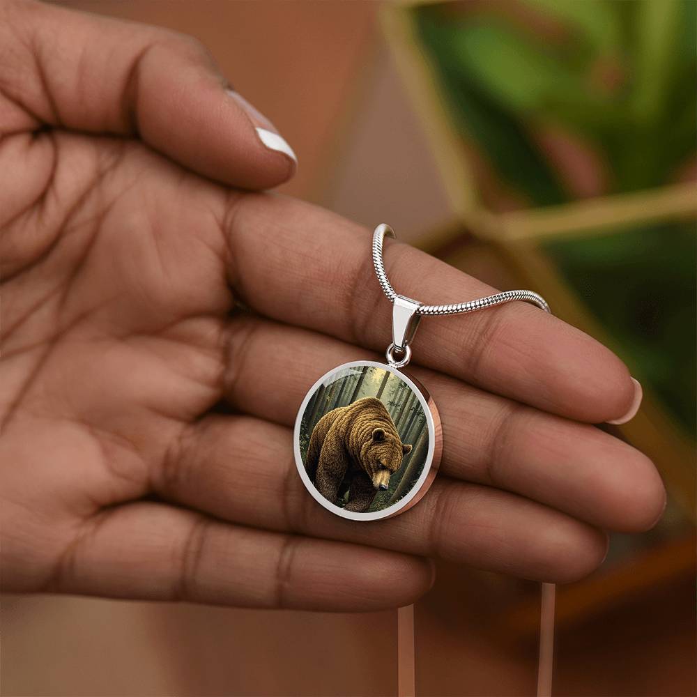 Personalized Brown Bear Pendant Necklace