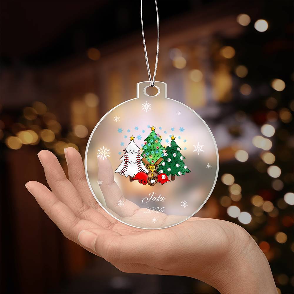 Baseball Christmas Trees Acrylic Ornament Plaque
