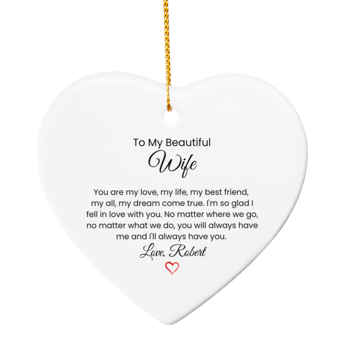 Ceramic Heart Ornament Gift for Wife