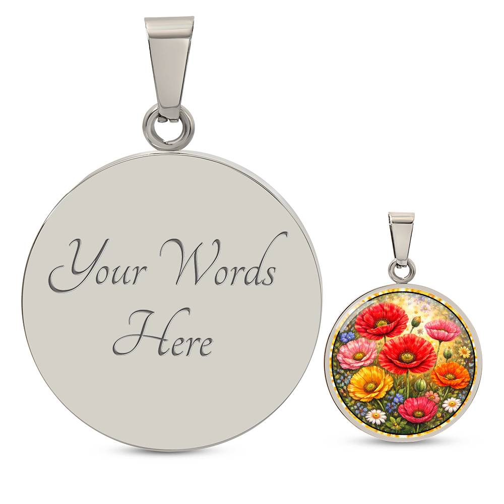 Personalized Peony Flowers Engraved Necklace Bracelet or Keychain