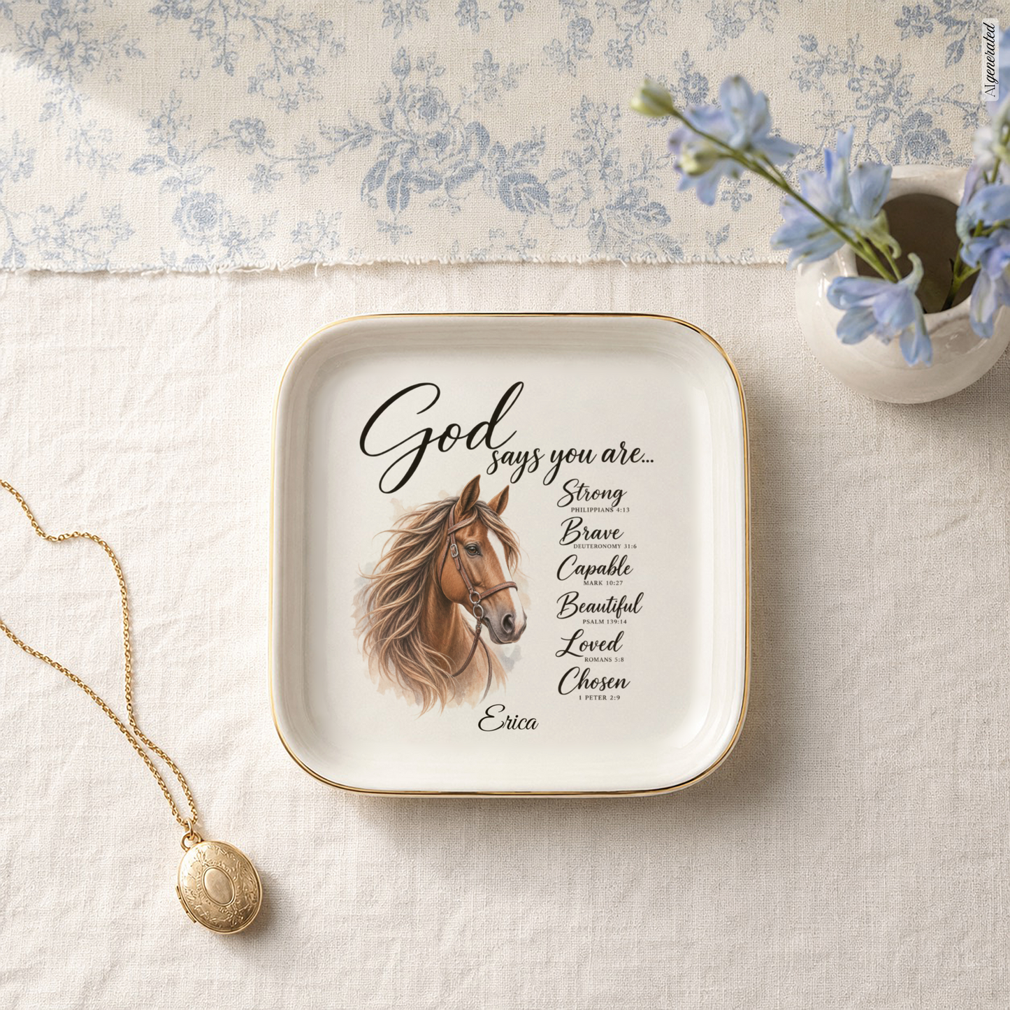 Horse Bible Verse Jewelry Dish